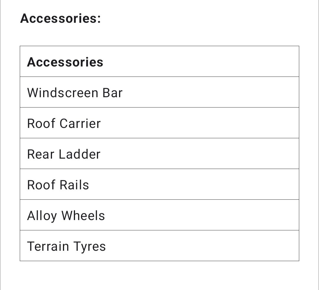 Gurkha Force 5 door accessories